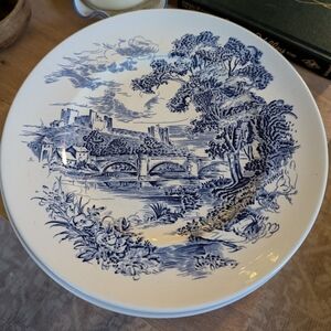 set of four 10-in dinner plates countryside blue and white Wedgewood